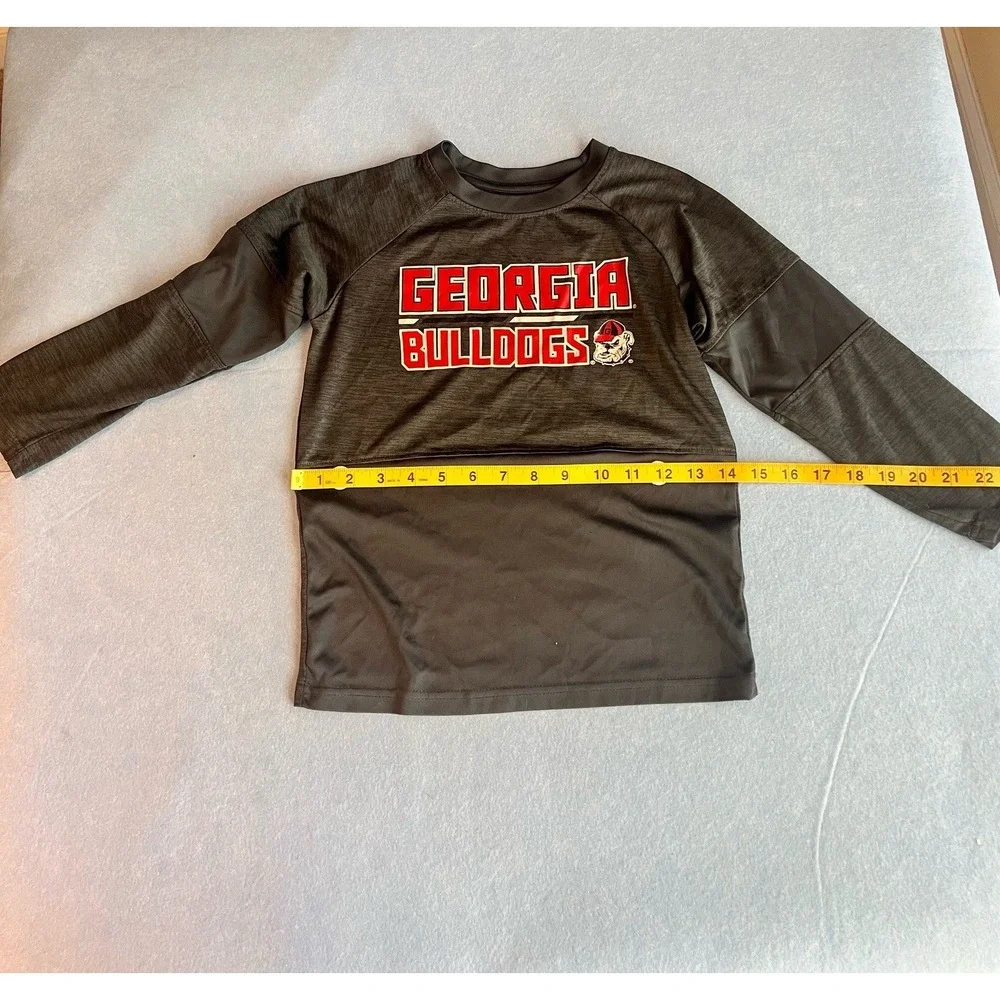 Georgia Bulldogs Athletic T-Shirt Black Red Size S Kids Youth Polyester Blend